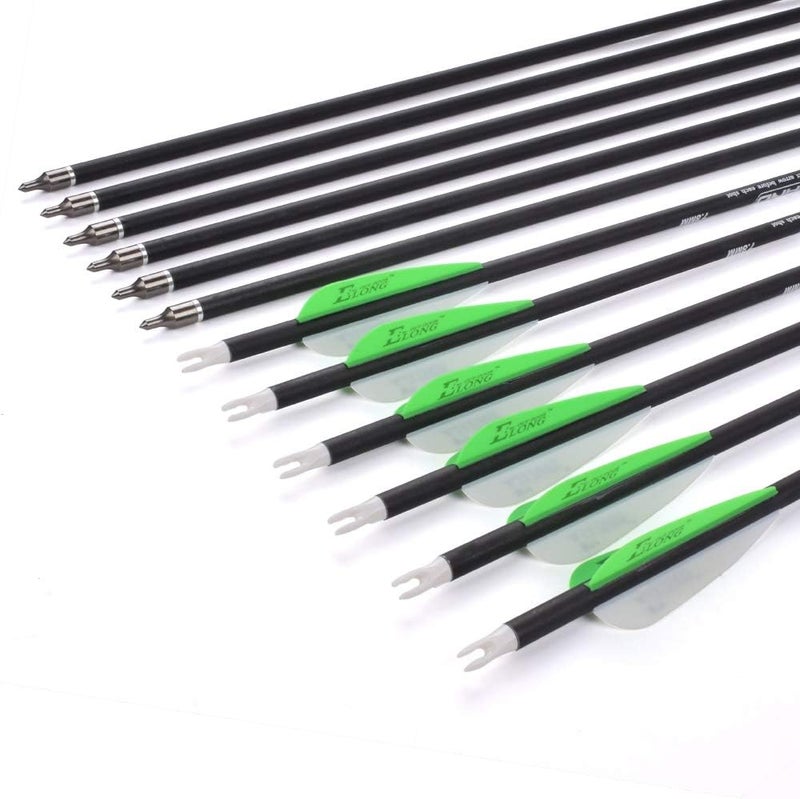 Yls Archery 26/28/30Inch Carbon Arrow Practice Hunting Arrows with100 Grain Removable Tips for Compound & Recurve Bow(Pack of 12) - Image 4
